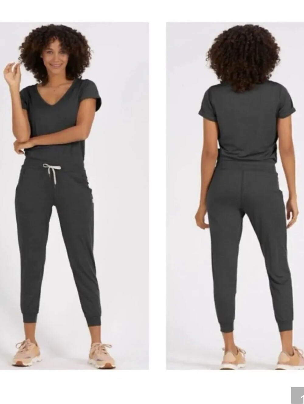Vuori All Day Jumpsuit Charcoal Medium Performance Loungewear Active Comfort